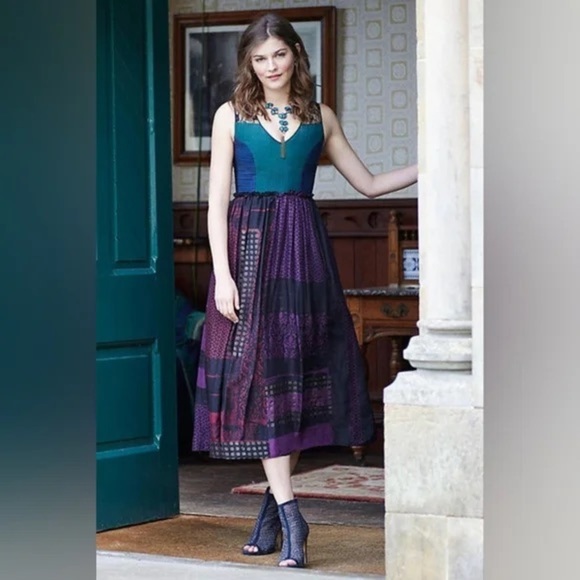 Anthopologie Rare “Montage Midi Dress” by Niki Mahajan Size 12 Orig Price $248 - Picture 8 of 13